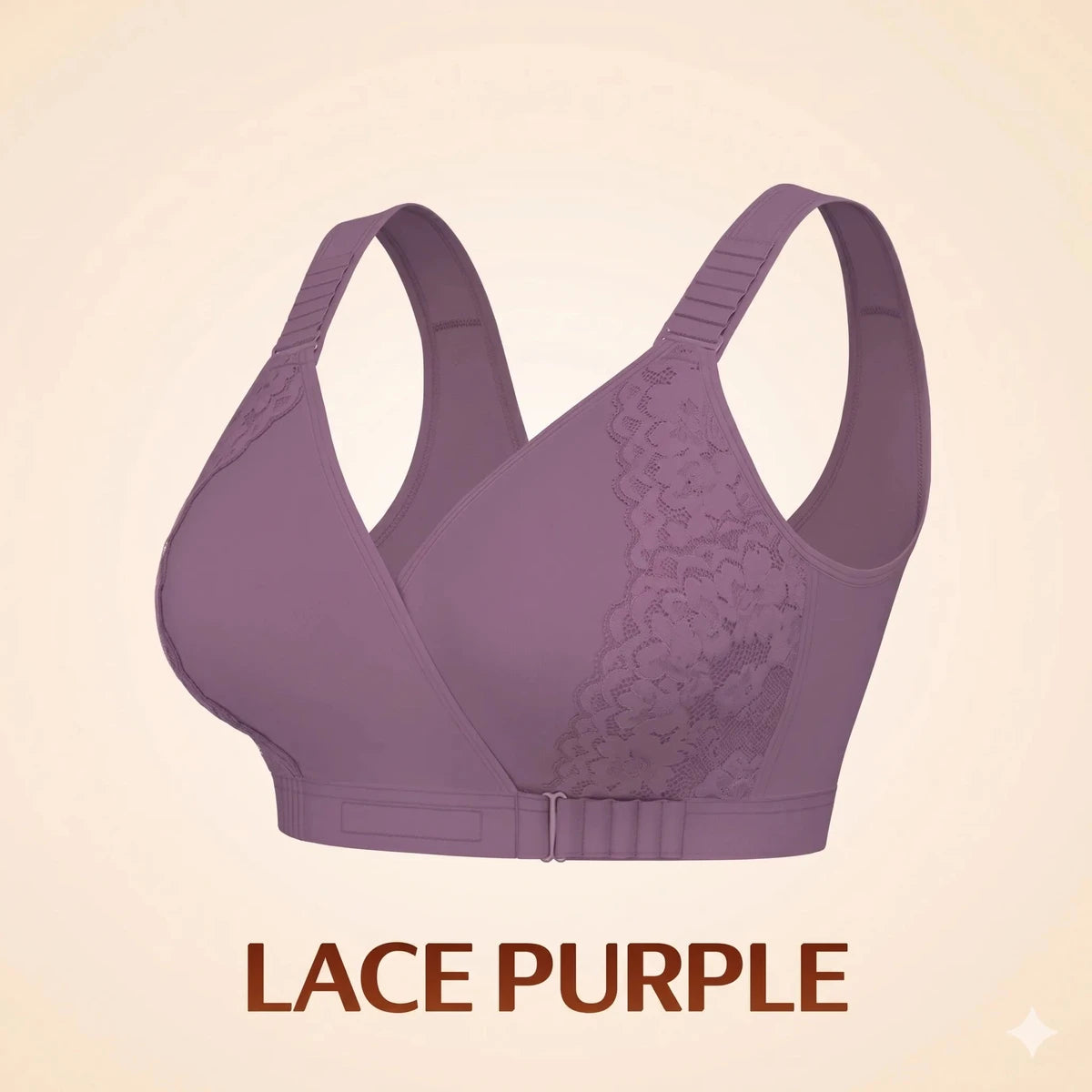 Purple lace front-wrap bra