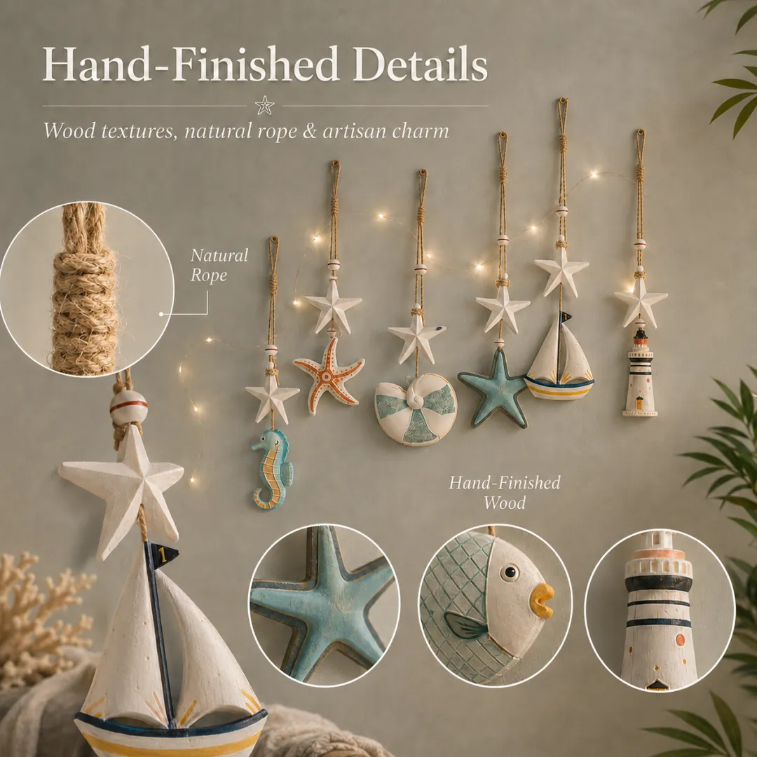 Hand finished wood and natural rope details
