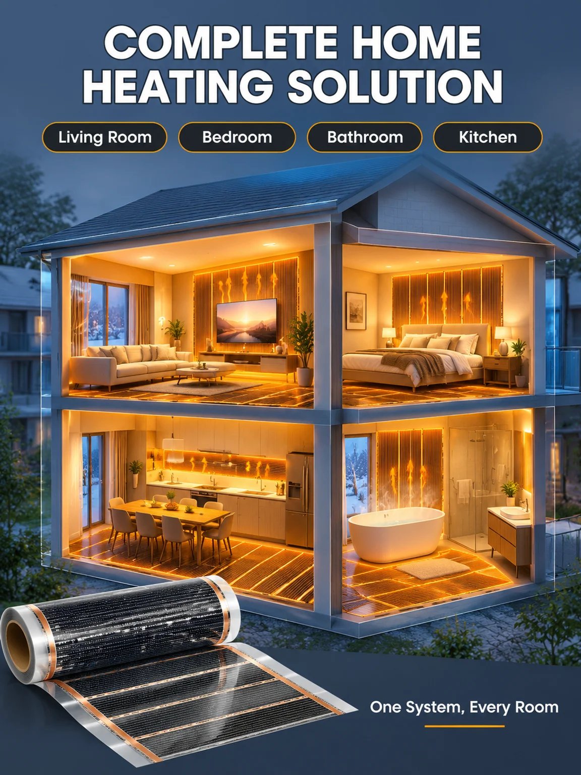 Ultra-Thin Graphene Infrared Wall Heater | 3s Rapid Heating | A+++ Energy Saving | Drill-Free ☀️