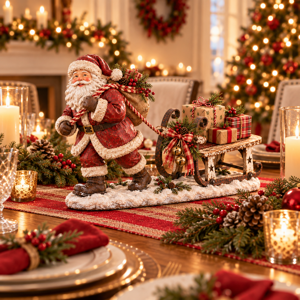 Santa’s Christmas Sleigh Farmhouse Table Decor