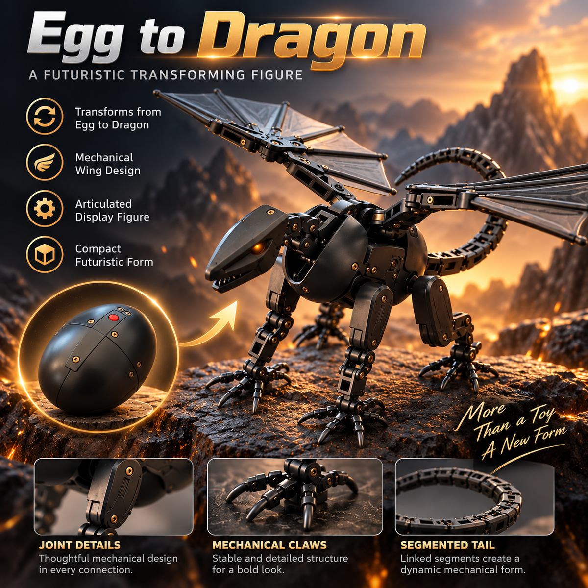 🥚🐉 DragonMorph – Egg to Dragon Transforming Mechanical Toy