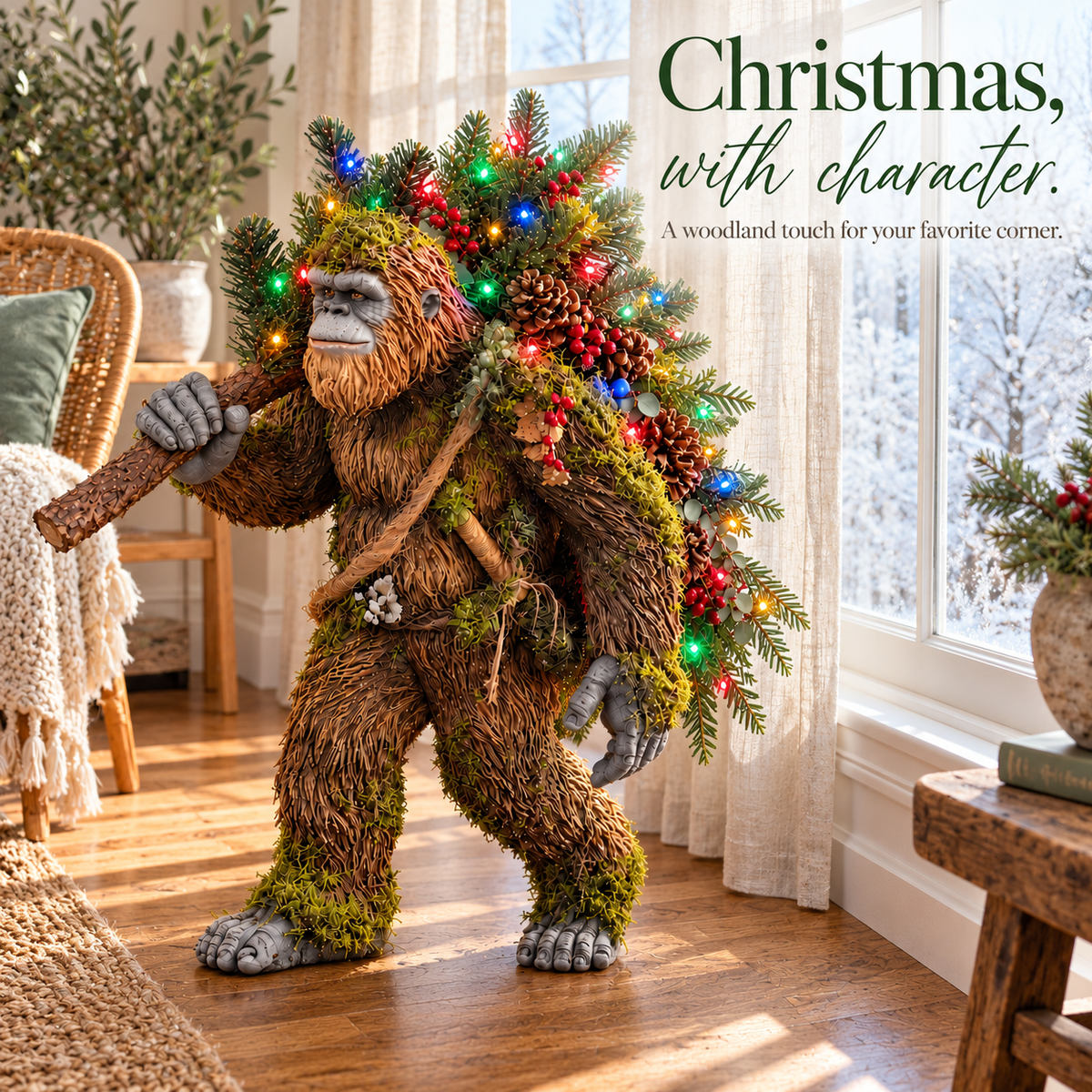 🎄 Woodland Bigfoot – Lighted Christmas Porch Decor 13