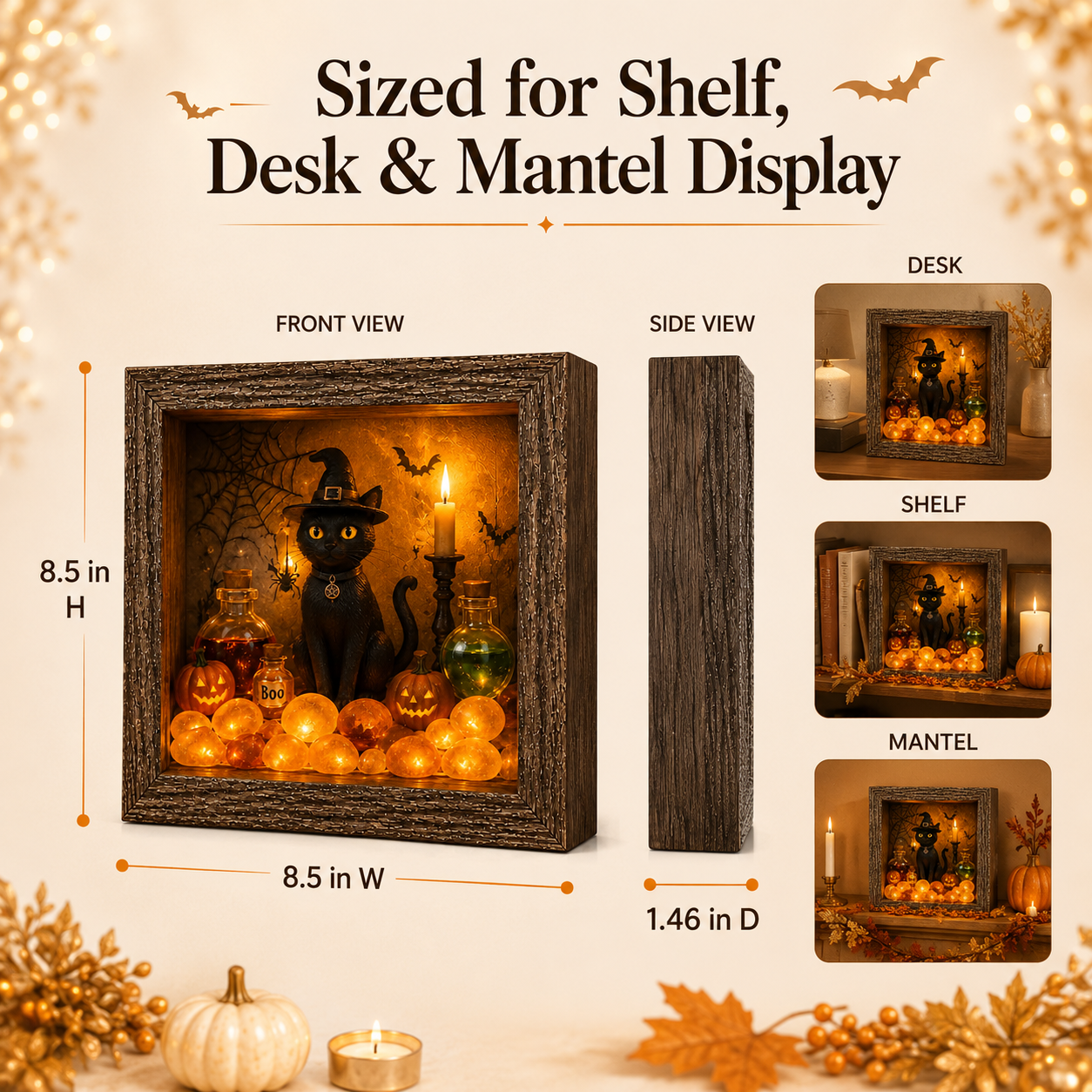 🎃DIY Lighted Halloween Shadow Box Kit – Warm LED Fall Decor & Easy Seasonal Craft