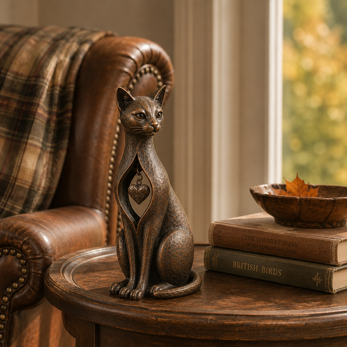 ๐ฑ Heritage Heart Sphynx Cat Sculpture โ Vintage Bronze Home Dรฉcor โจ