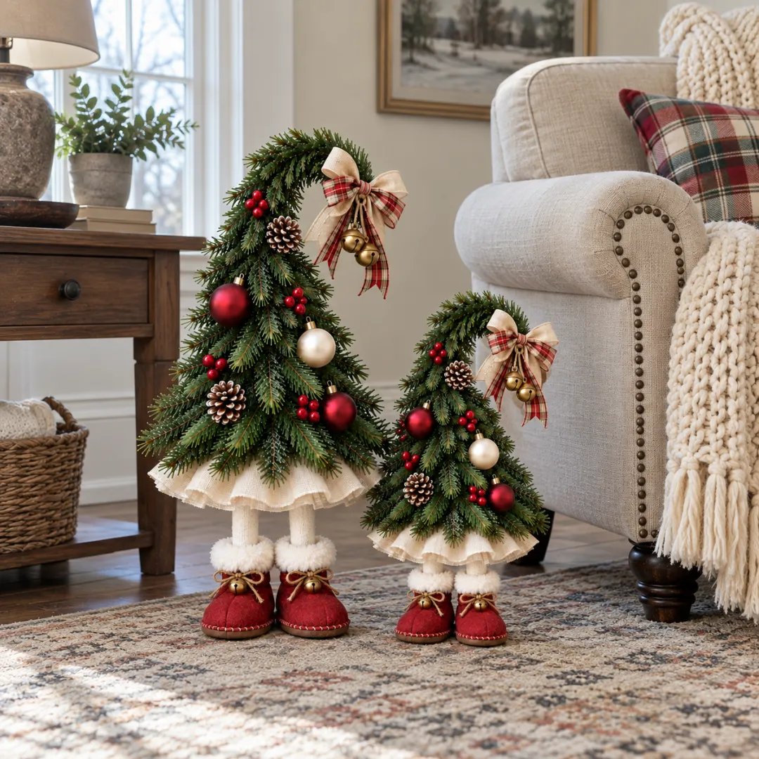 Whimsical Christmas Elf Tree Decor with Red Boots