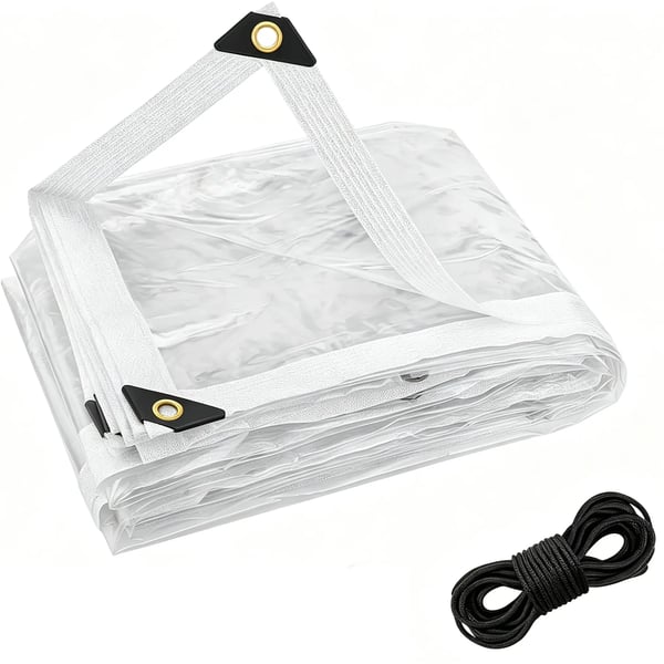 RainShield Pro Transparent Outdoor Tarp with Metal Grommets