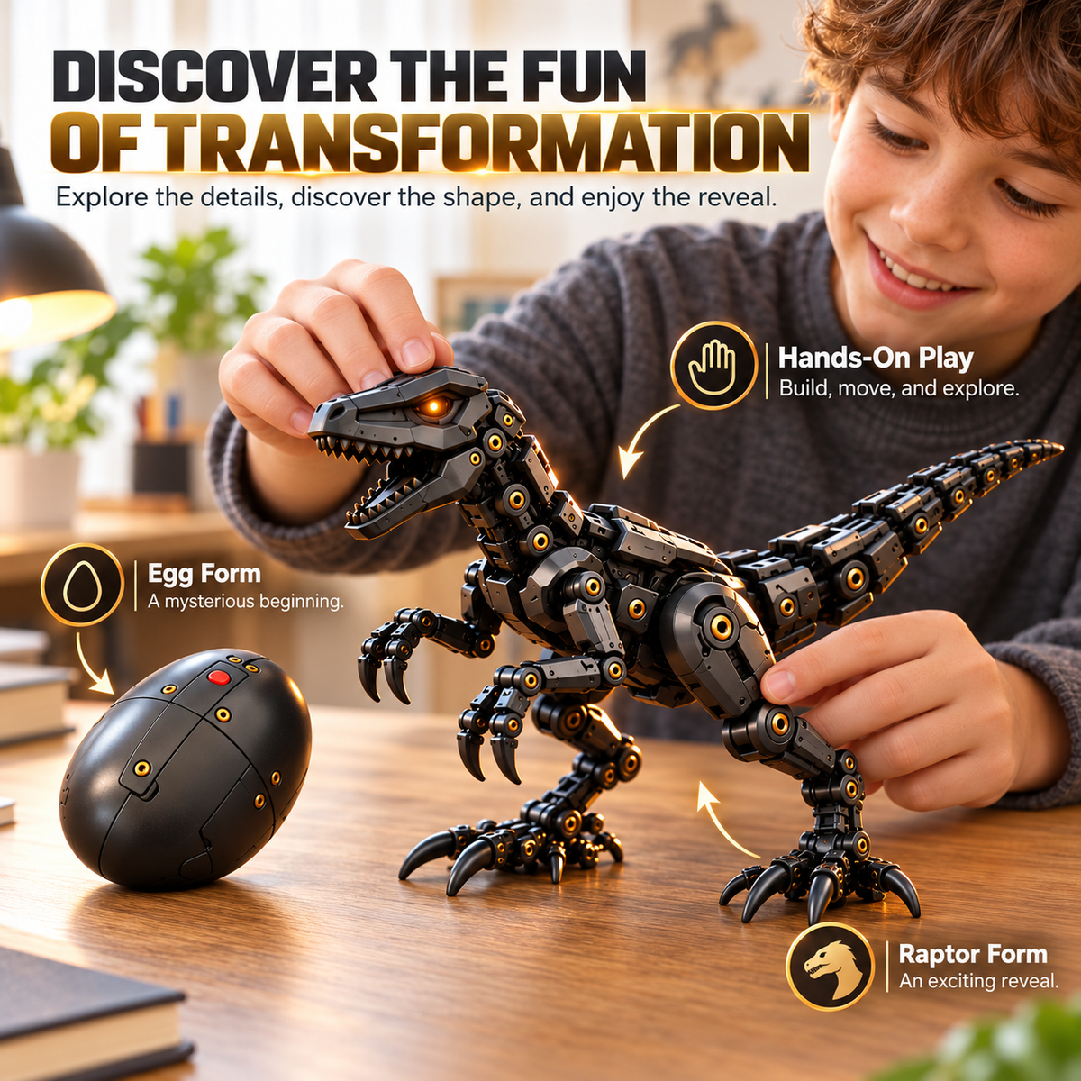 Mechanical Raptor Transforming Egg – Dinosaur Figure – view 9