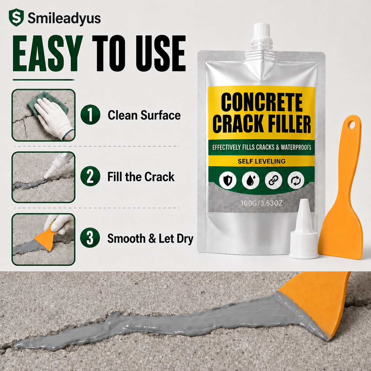 ๐ Waterproof Concrete Crack Filler for Indoor & Outdoor Use