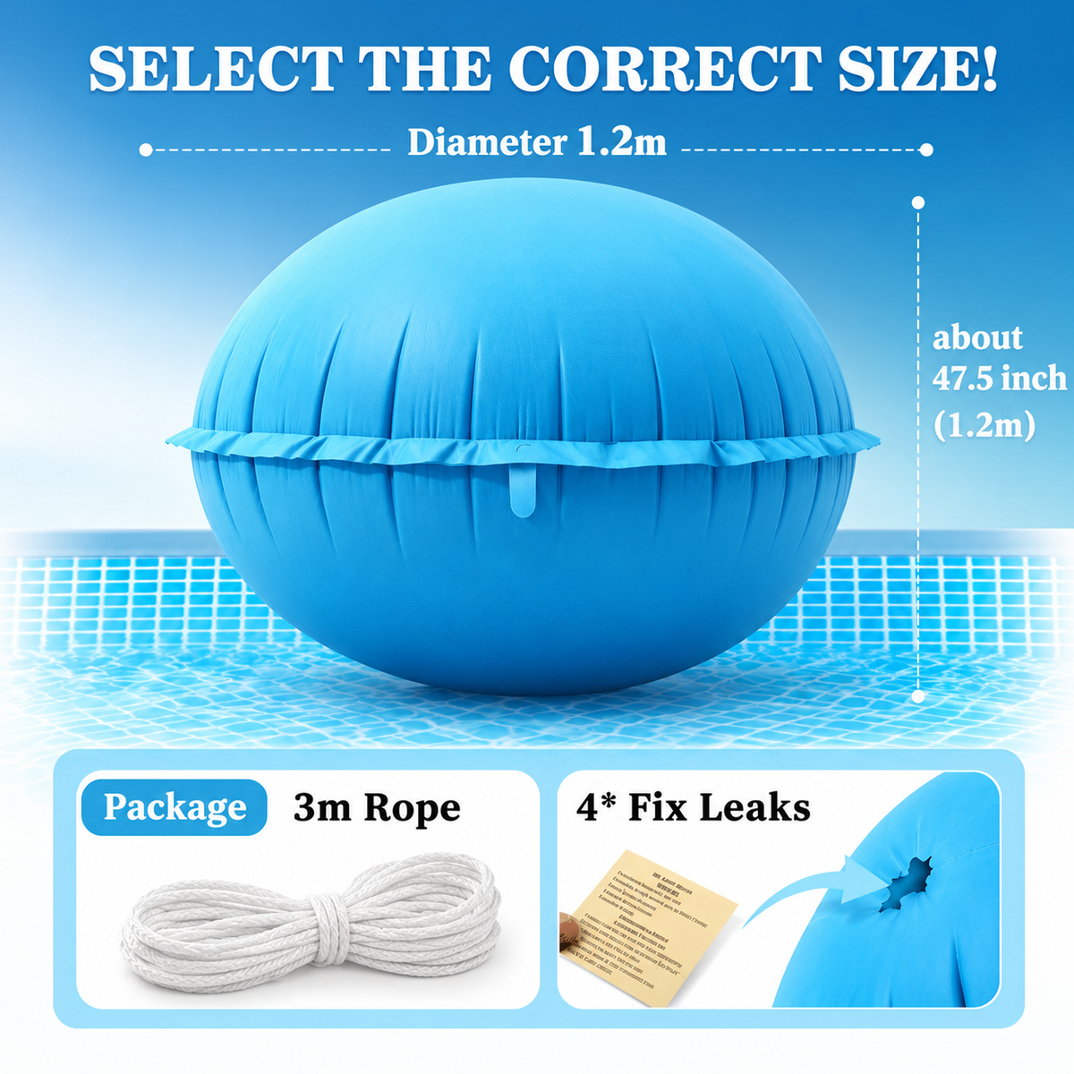 Uirway Heavy-Duty PVC Winter Pool Pillow for Above-Ground Pools