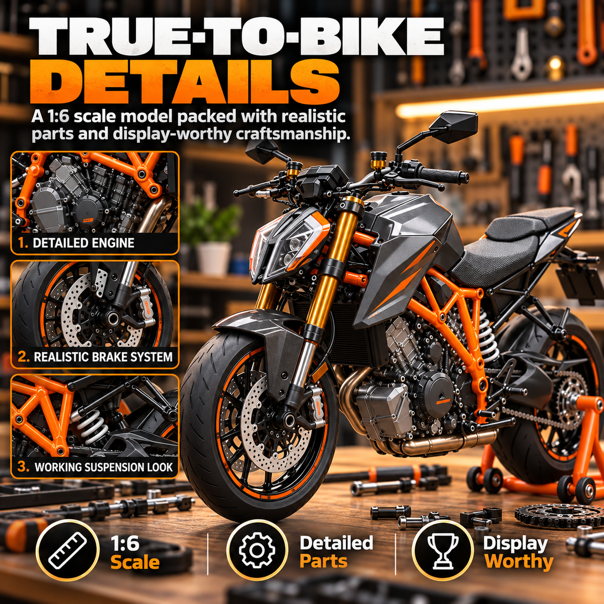 1:6 Motorcycle Model Assembly Kit – product view 7