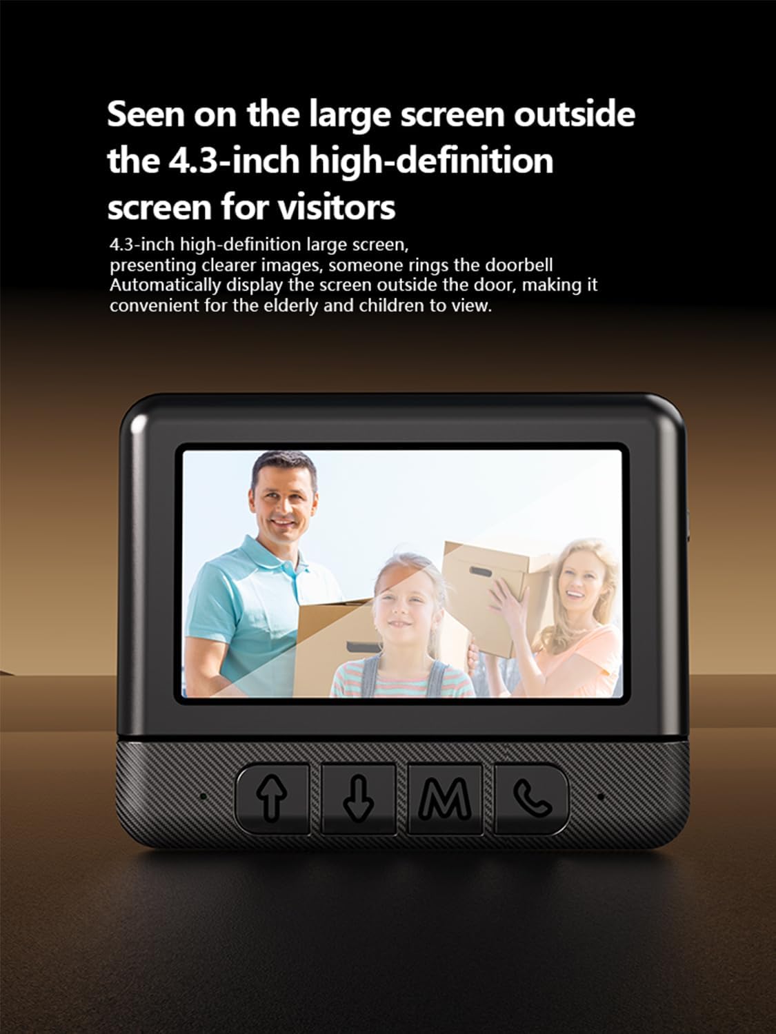 Visual smart doorbell with 4.3-inch color display, 0.3 megapixel camera for home security