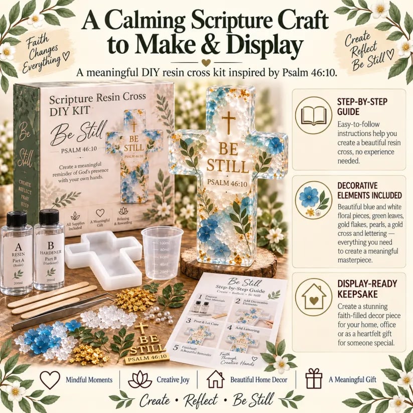 ✝️ Psalms of Comfort & Strength Resin Cross DIY Kit