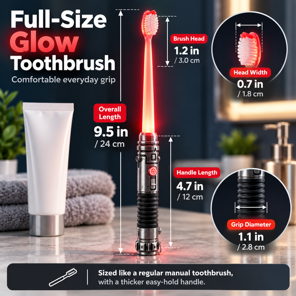 Galactic Glow Toothbrush – LED Light-Up Manual Toothbrush – view 9