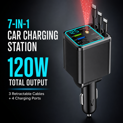 ⚡ The Car Charger That Charges 7 Devices & Lights Up Your Ride — Starry Ambient Light + 120W Fast Charging