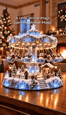 Penguin Winter Swing Carnival – Lighted Rotating Decoration – product view 5