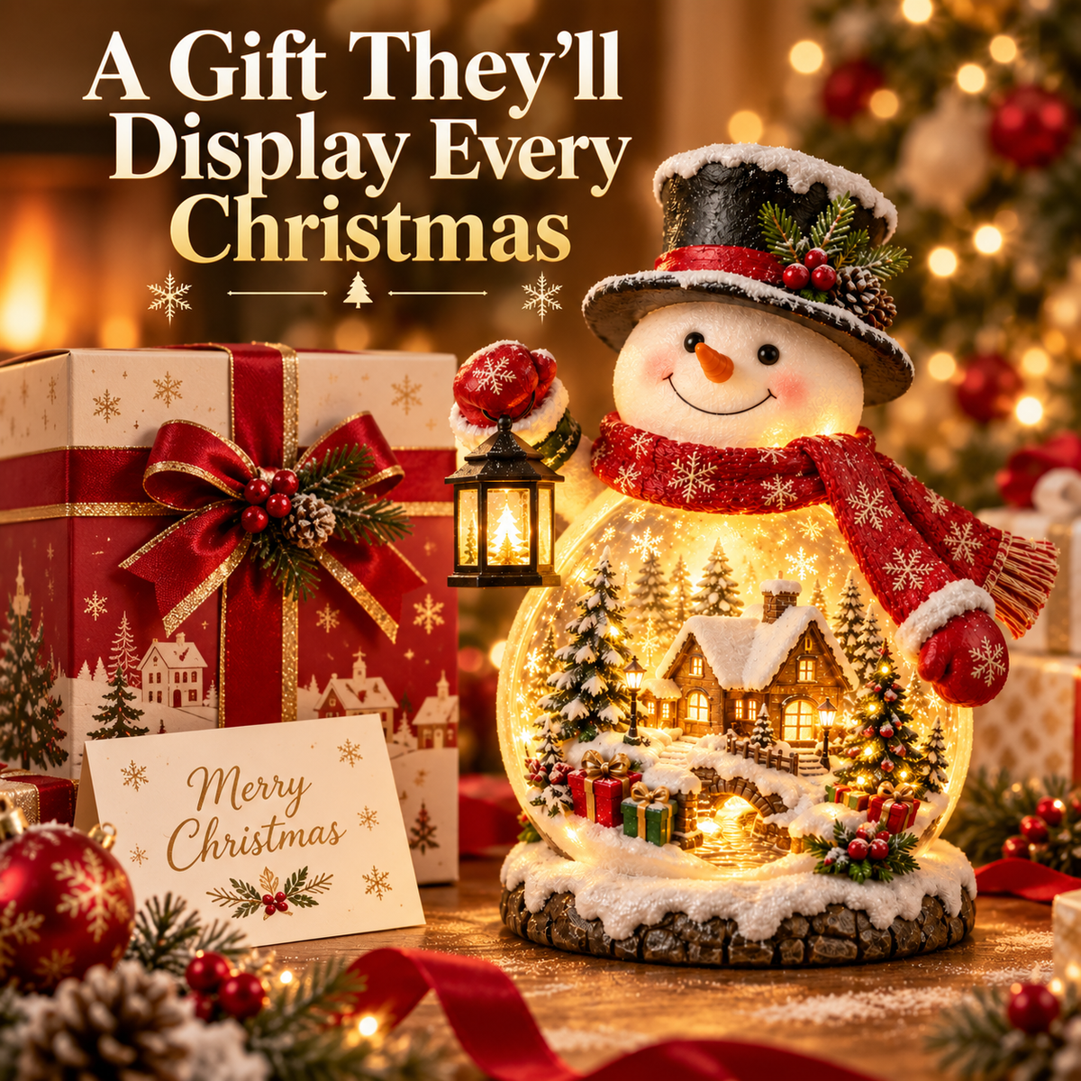 Christmas Village Snowman Glow – Lighted Tabletop Decor