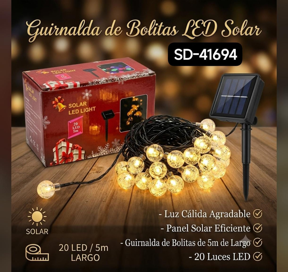 Luces Colgantes para Jardín solares (20 bombillos)