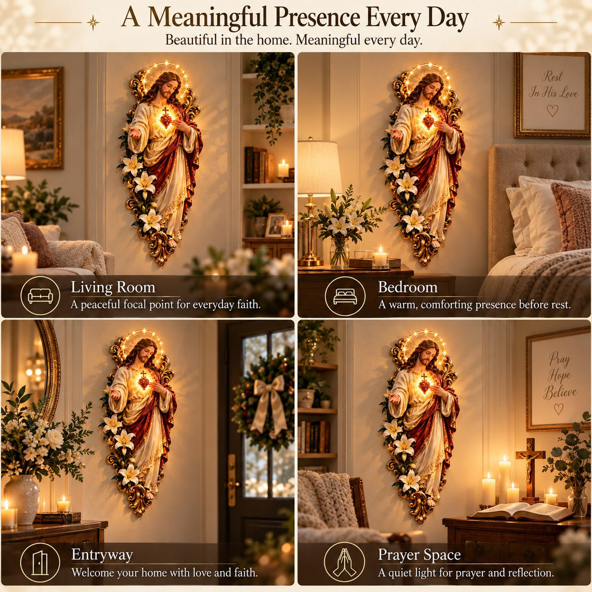 Sacred Heart of Jesus 3D Lighted Wall Decor