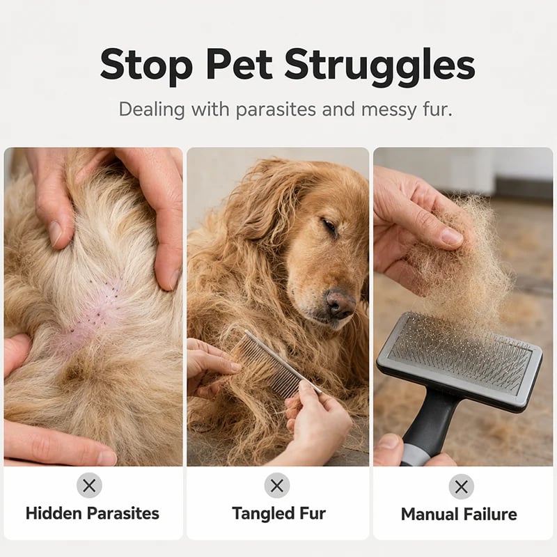 ⏰LIMITED TIME PRICE & FREE SHIPPING🔥Electric Pet Grooming Comb🐕Keep your furry friends away from mites, fleas and tangled fur！