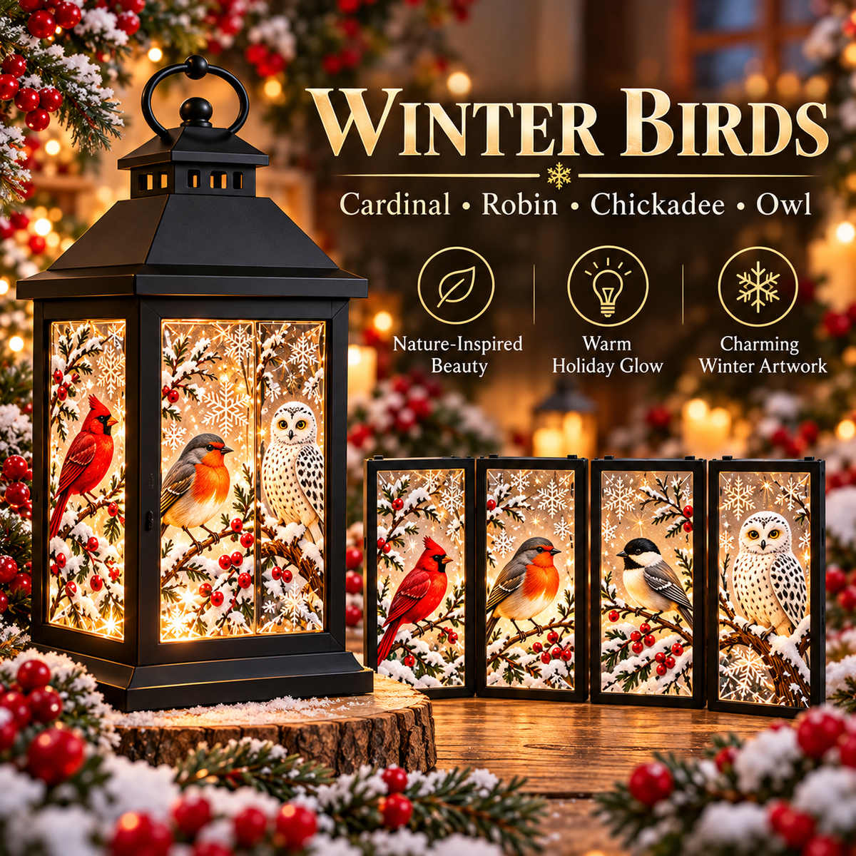Interchangeable Crystal Lantern – Light-Up Holiday Decor