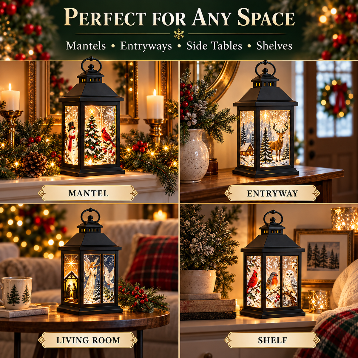Interchangeable Crystal Lantern – Light-Up Holiday Decor