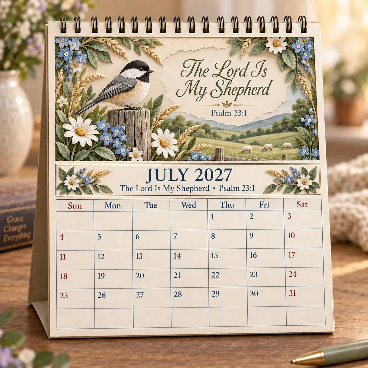 🔥 SPECIAL OFFER |✝️ 3D Christian Calendar 2027 | 12 Scripture Designs with Nature Scenes, Birds & Flowers for Faith-Filled Homes & Meaningful Gifts 🎁