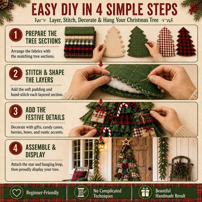 🔥 SPECIAL OFFER |🎄Beginner-Friendly DIY Oversized Patchwork Christmas Tree Door Hanging Kit💕
