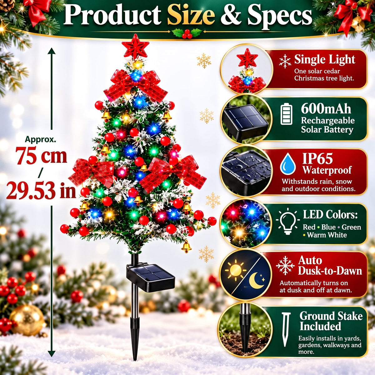 49% OFF 🔥 Solar Cedar Christmas Tree Lights | Festive Outdoor Holiday Decor