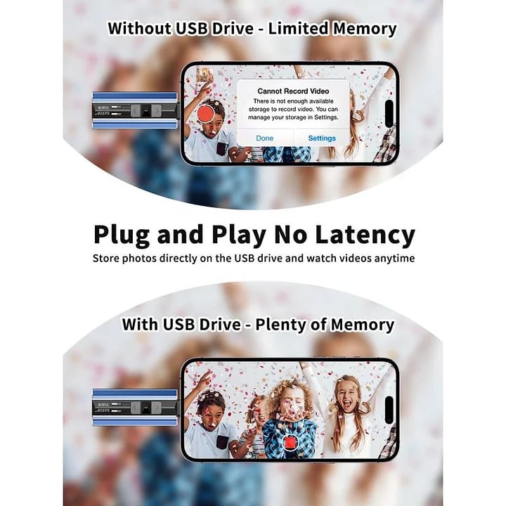 💥LAST DAY SALE 49% OFF-Flash Drive Intended for iPhone iPad, Memory Stick Storage for Photos and Videos Backup, Compatible with iPhone iPad Android PC, Plug and Play