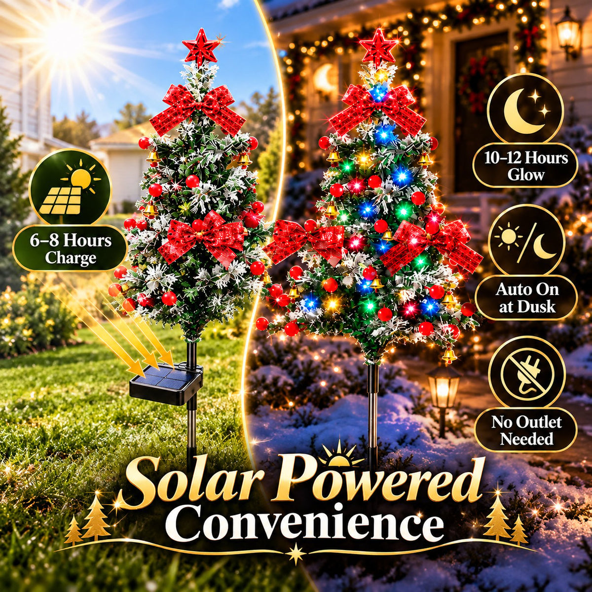 49% OFF 🔥 Solar Cedar Christmas Tree Lights | Festive Outdoor Holiday Decor