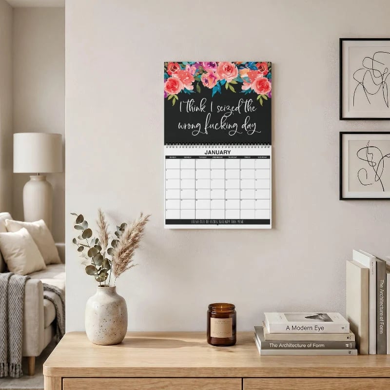 🌸🗓️ 2027 Funny Swear Word Wall Calendar – 'F*ck It' Floral Calendar for Tired-Ass Women 😂✨