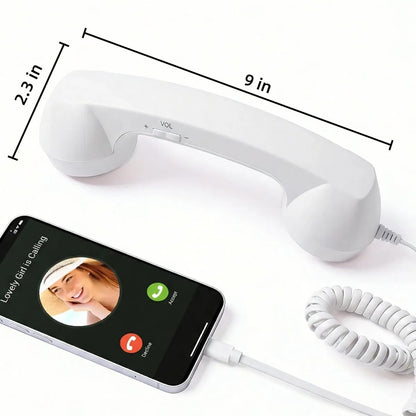Retro Type-C Wired Phone Handset with Mic & Volume Control