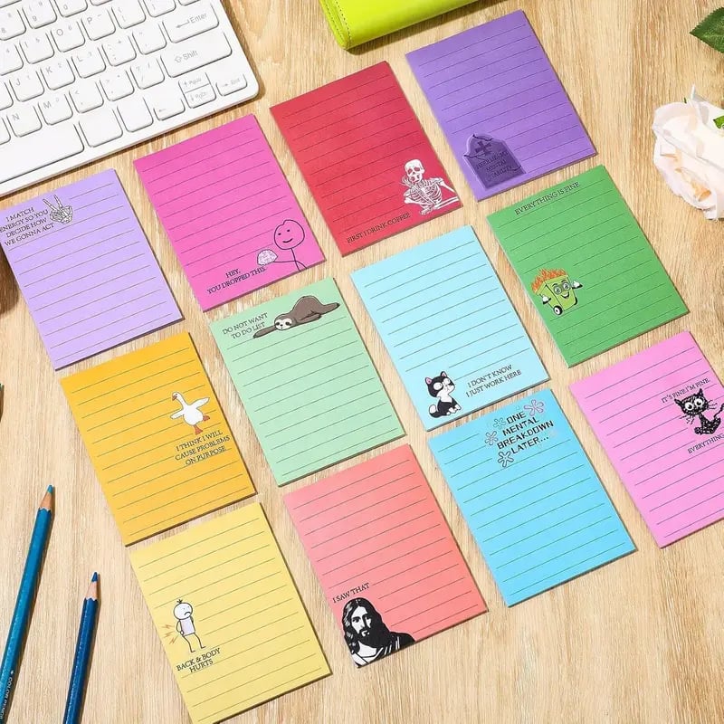 Buy 2 Free Shipping💼😂 12-Pack Sarcastic Office Sticky Notes – Funny Coworker Memo Pads & Hilarious Desk Gifts
