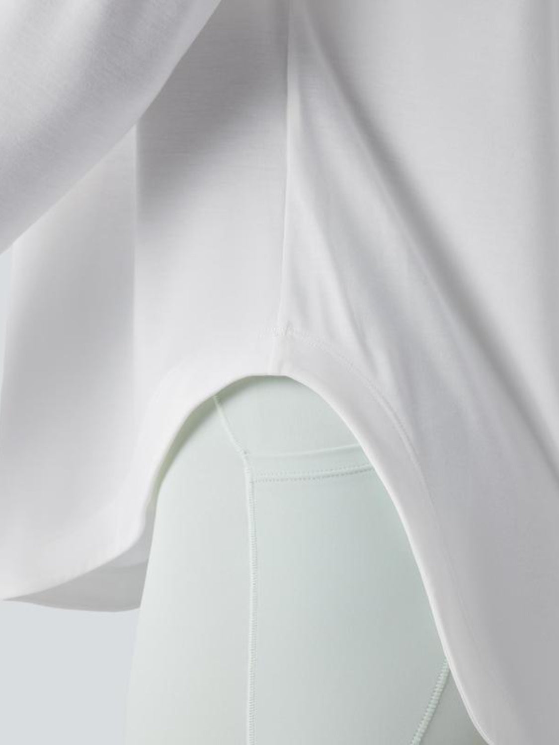 One Shoulder Long Sleeve Thumb Hole Curved Hem Top-Built-in Bra