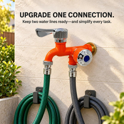 💧 Dual-Outlet Faucet – Two Independent Water Connections for Laundry, Garden & Everyday Cleaning