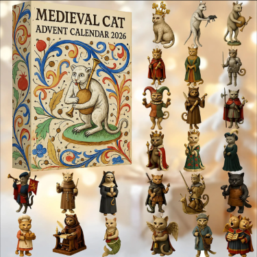 50% OFF | 🐈🏰 24 Days of Ugly Medieval Cats Advent Calendar – 24 Funny Feline Collectibles ✨