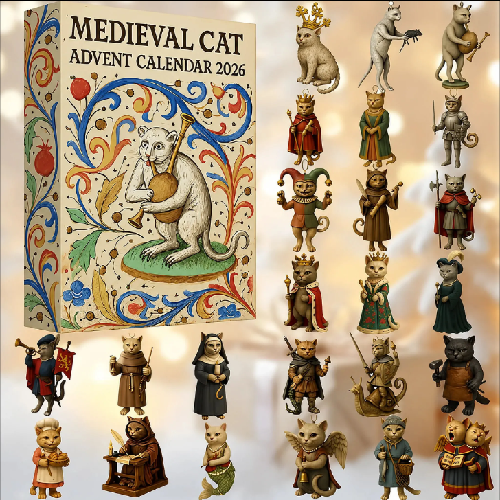 50% OFF | 🐈🏰 24 Days of Ugly Medieval Cats Advent Calendar – 24 Funny Feline Collectibles ✨