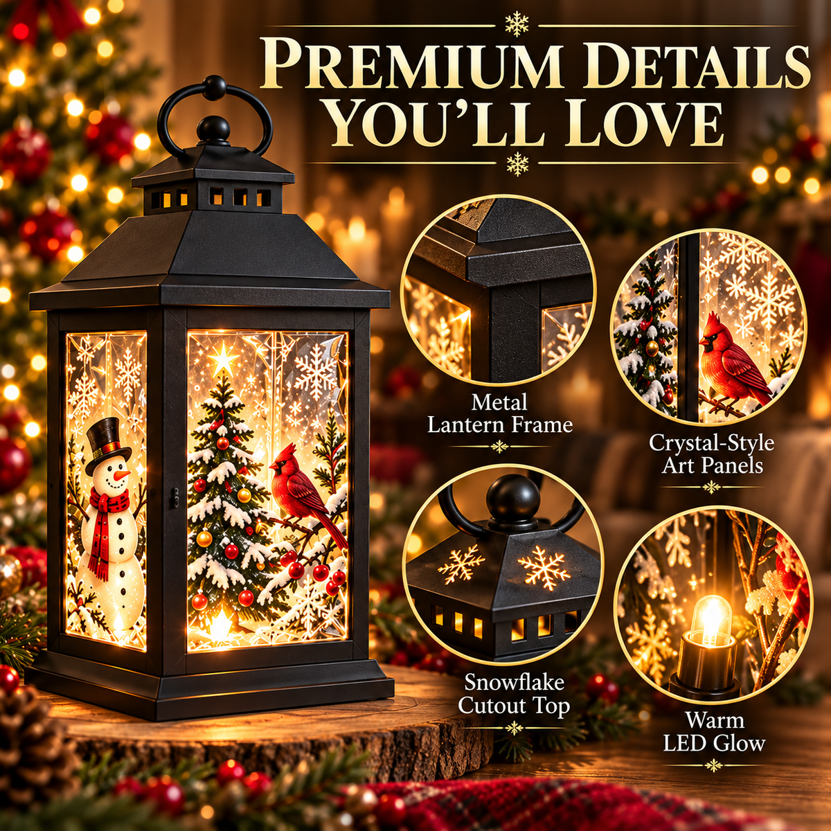 Interchangeable Crystal Lantern – Light-Up Holiday Decor
