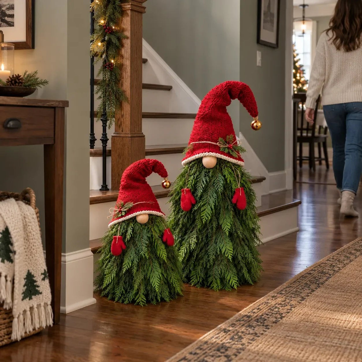 🎄🍄2-Piece Whimsical Winter Gnome Porch Set 4