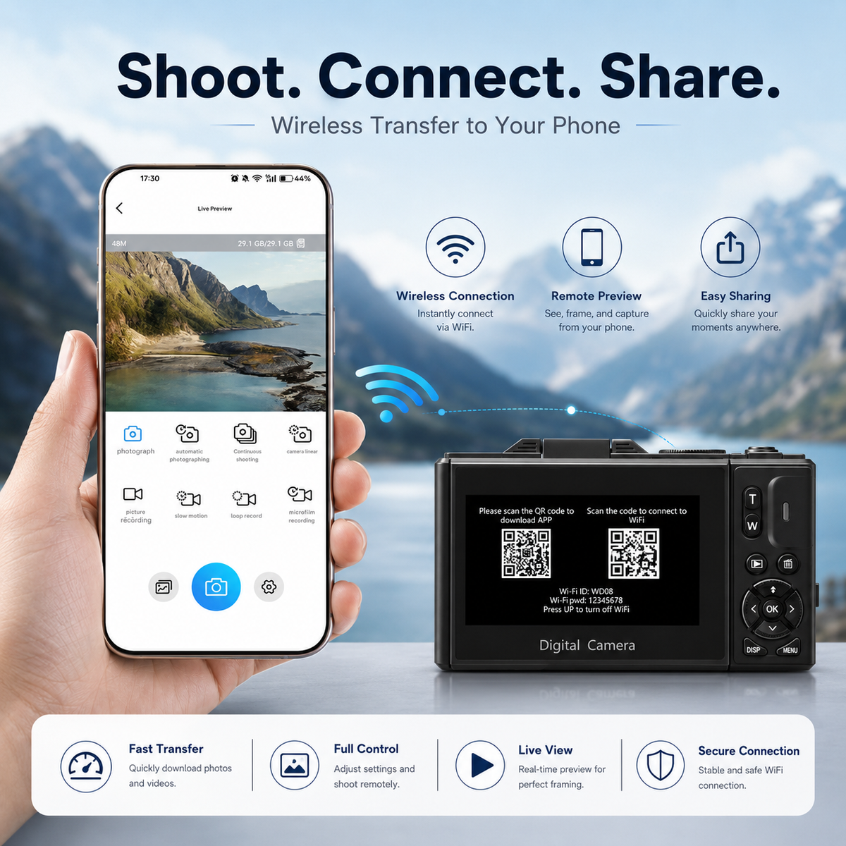 📸 4K 64MP Vlogging Camera with 180° Flip Screen & WiFi