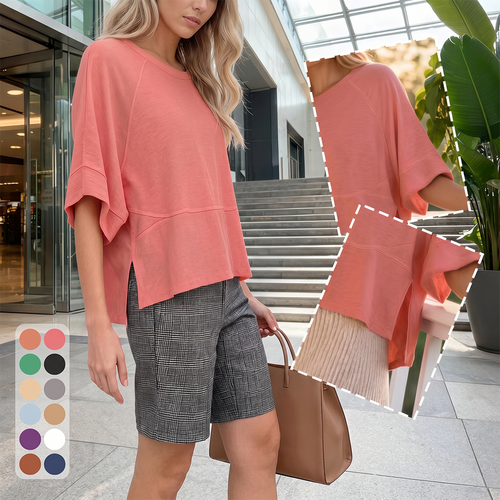 Women's flared sleeve T-shirt lifestyle and detail view