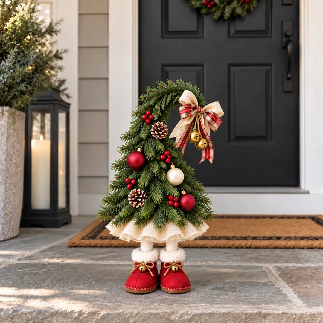 Whimsical Christmas Elf Tree Decor with Red Boots