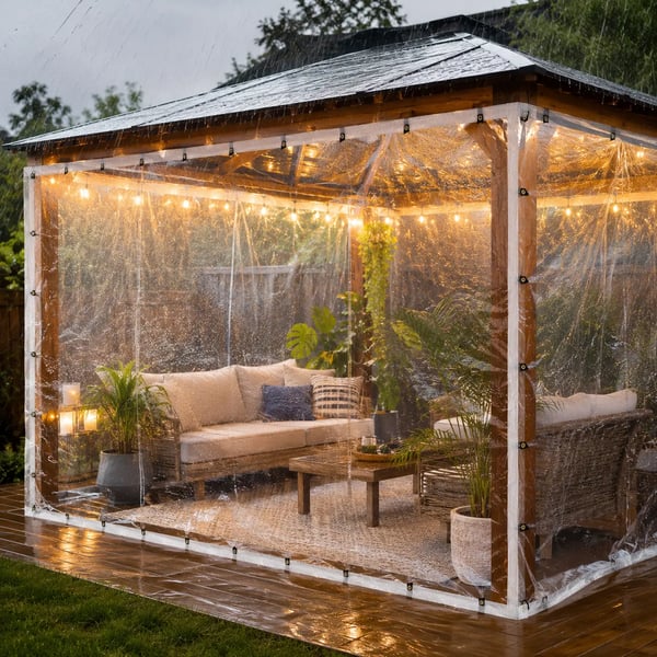 RainShield Pro Transparent Outdoor Tarp with Metal Grommets