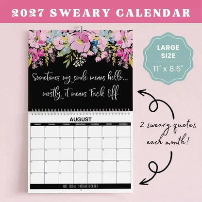 🌸🗓️ 2027 Funny Swear Word Wall Calendar – 'F*ck It' Floral Calendar for Tired-Ass Women 😂✨