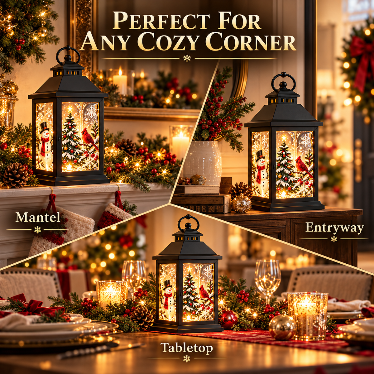 Interchangeable Crystal Lantern – Light-Up Holiday Decor