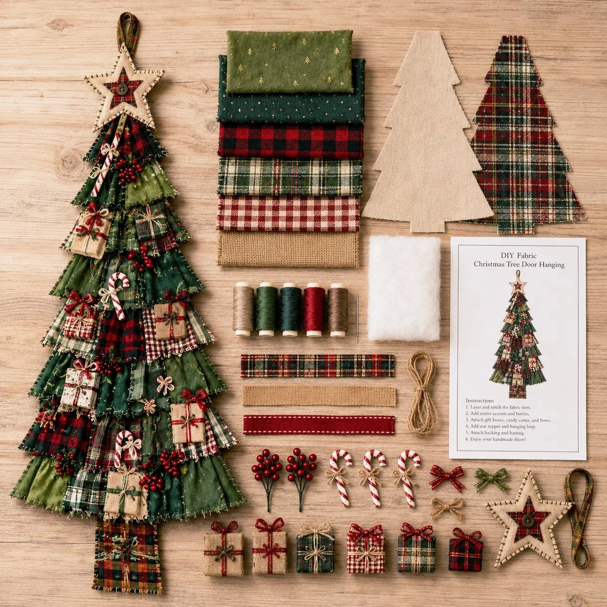 🔥 SPECIAL OFFER |🎄Beginner-Friendly DIY Oversized Patchwork Christmas Tree Door Hanging Kit💕