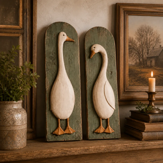 ✨ FREE SHIPPING TODAY✨  Handcrafted Rustic Goose Wall Art Set Of 2