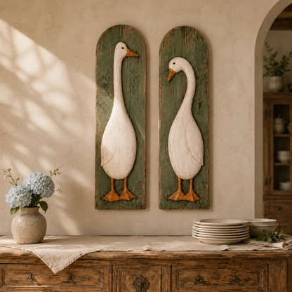 ✨ FREE SHIPPING TODAY✨  Handcrafted Rustic Goose Wall Art Set Of 2