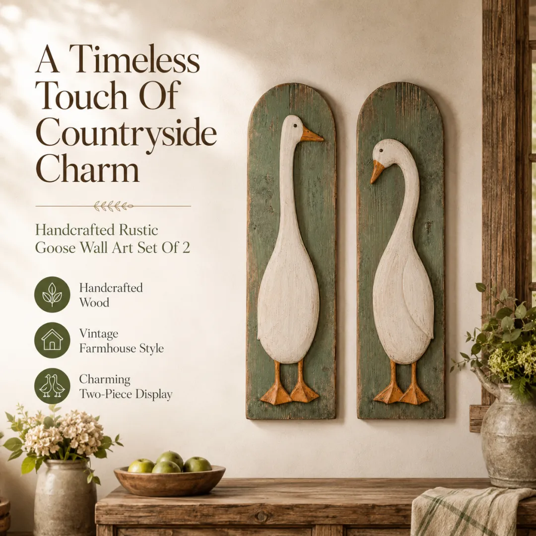 ✨ FREE SHIPPING TODAY✨  Handcrafted Rustic Goose Wall Art Set Of 2