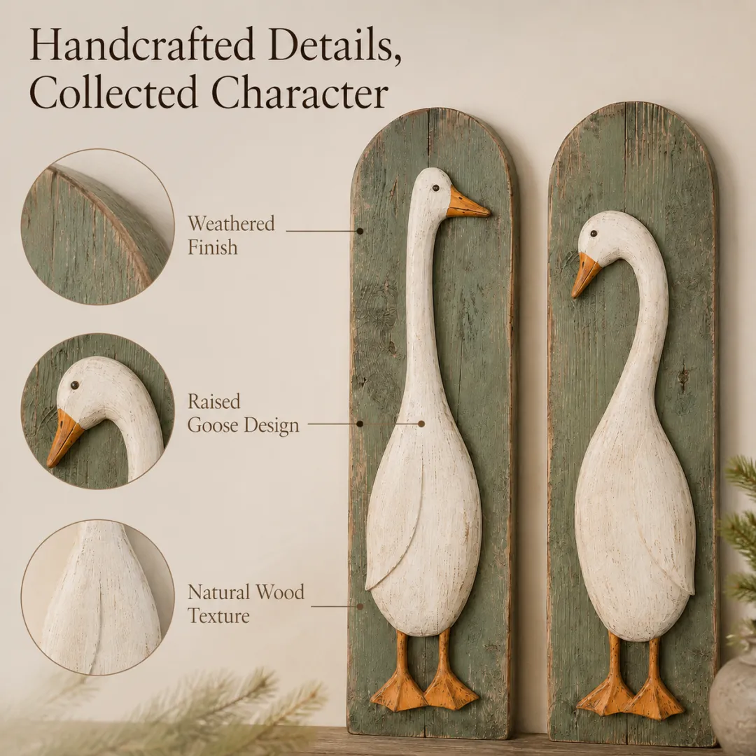 ✨ FREE SHIPPING TODAY✨  Handcrafted Rustic Goose Wall Art Set Of 2